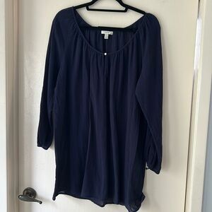 J. Crew Linen Cotton Tunic Blouse Light Blue Size XL